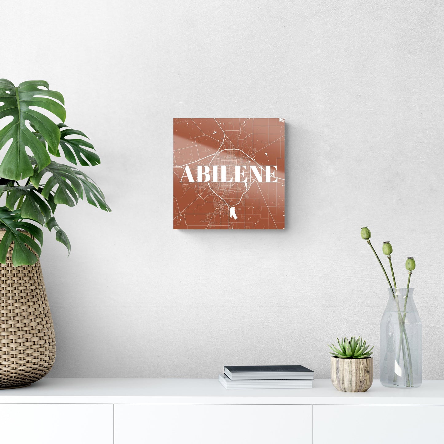 Modern Minimalist Texas Abilene Map| Hi-Def Glass Art | Eaches | Min 1