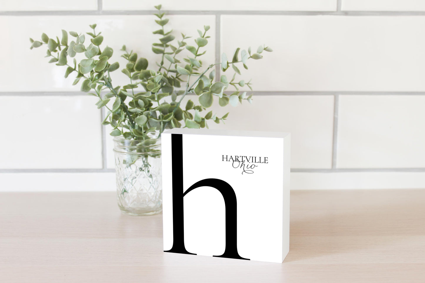 Hartville Oh Minimal Monogram | Wood Block | Eaches | Min 4