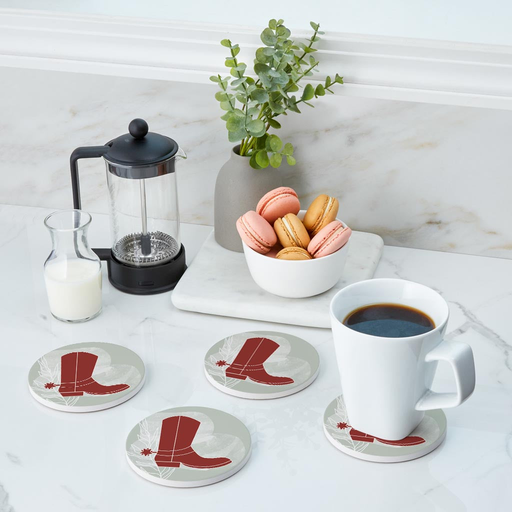 Modern Minimalist Oklahoma Boot | Absorbent Coasters | Set of 4 | Min 2