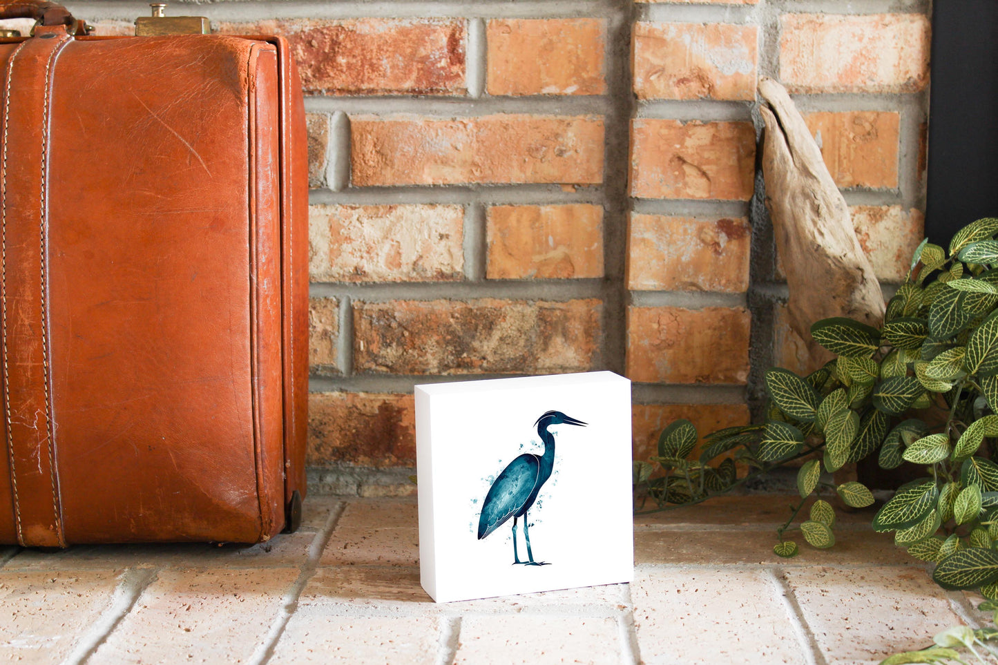 New England Water Color Heron | Wood Block | Eaches | Min 4
