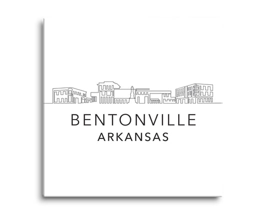 Minimalist B&W Arkansas Bentonville Skyline | Hi-Def Glass Art | Eaches | Min 2