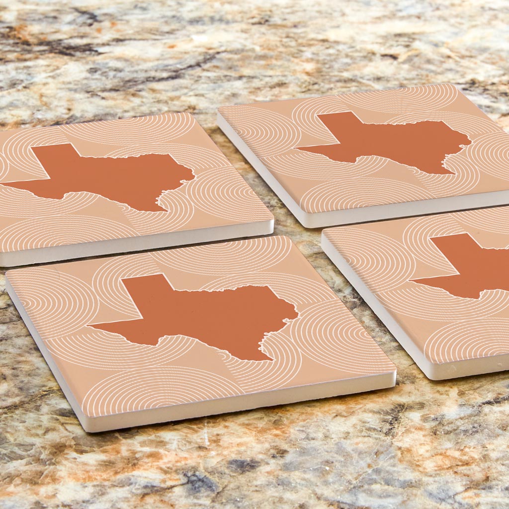 Modern Minimalist Texas State Shape With Pattern | Absorbent Coasters | Set of 4 | Min 2