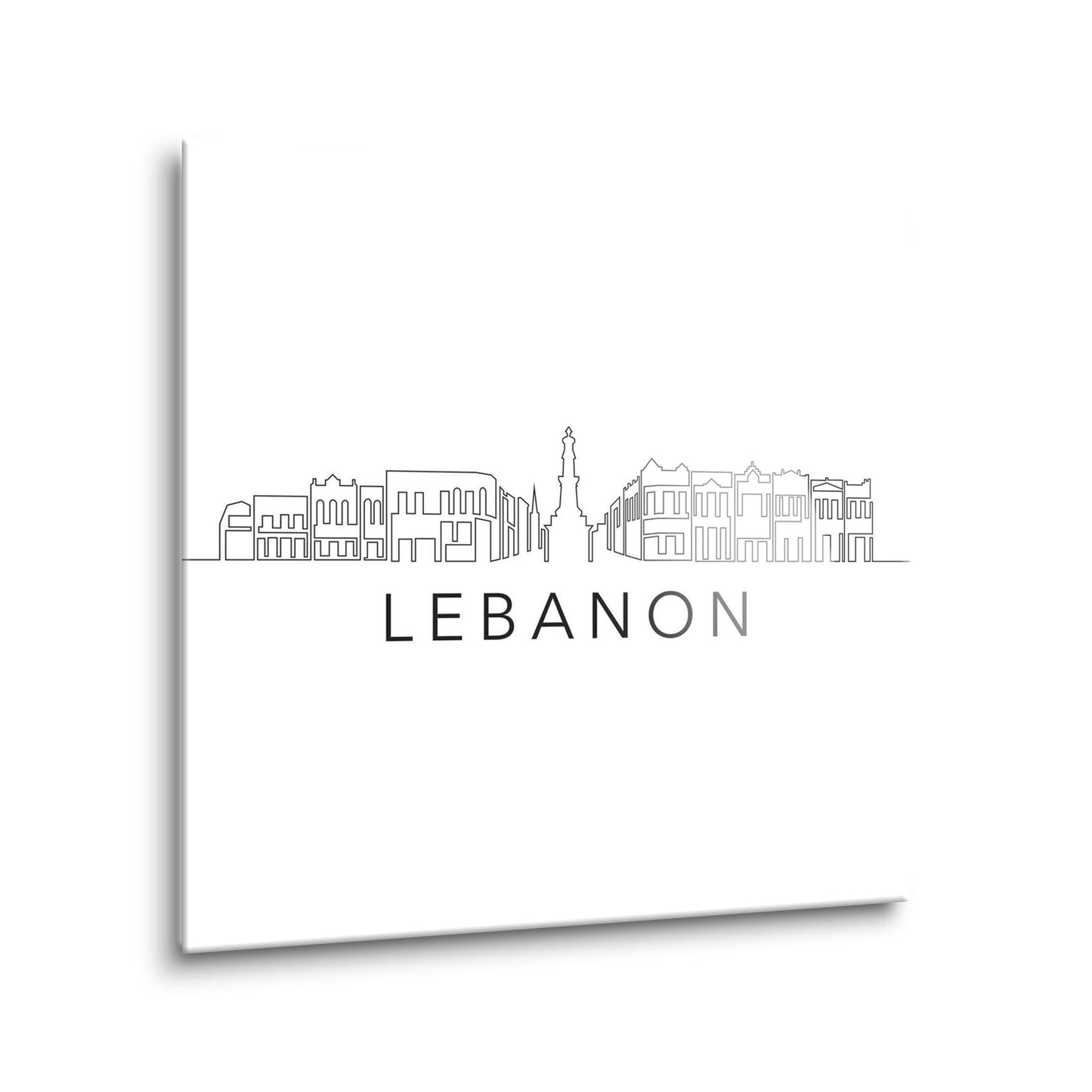 Minimalist B&W Tennessee Lebanon Skyline | Hi-Def Glass Art | Eaches | Min 2