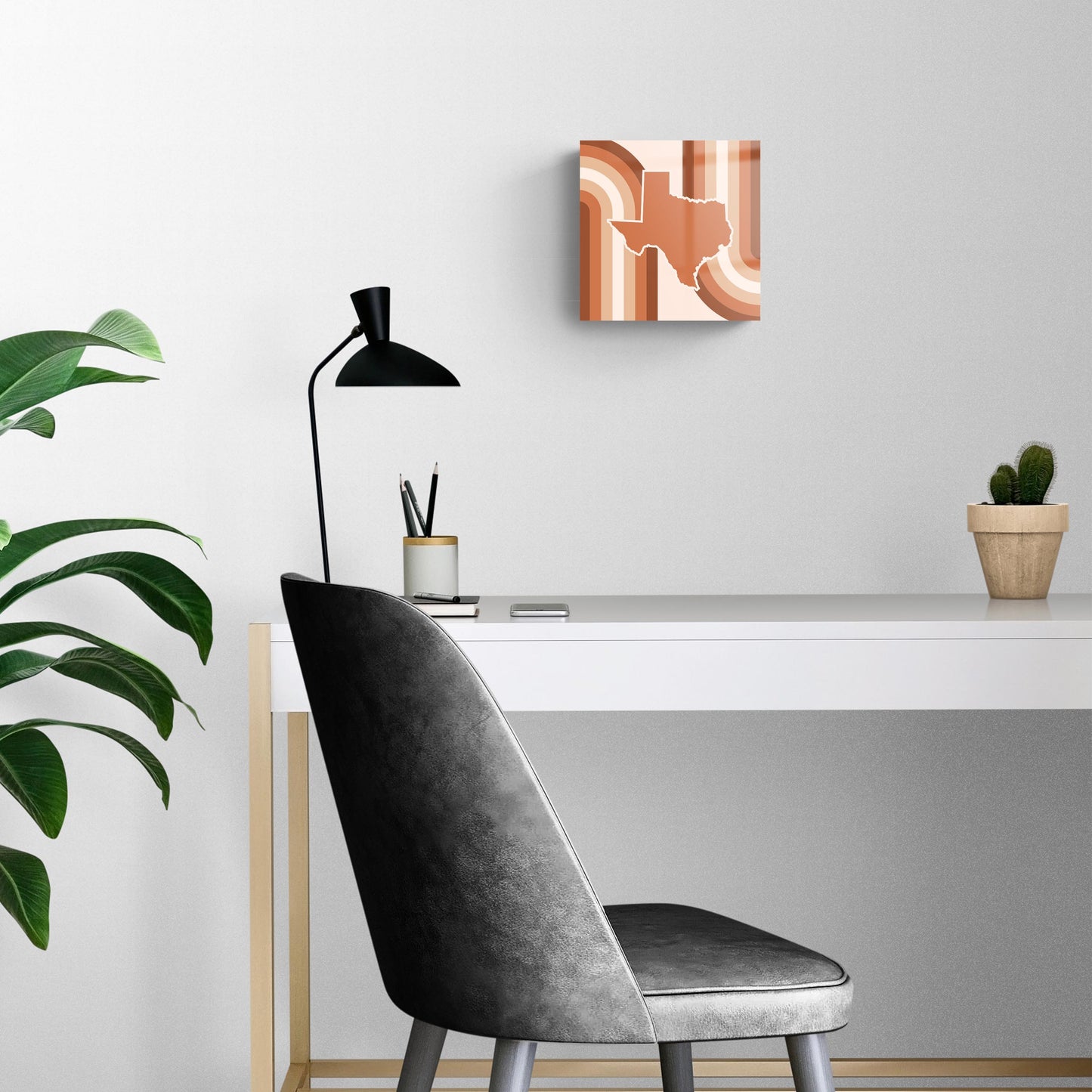 Modern Minimalist Texas State Shape Retro Lines | Hi-Def Glass Art | Eaches | Min 2