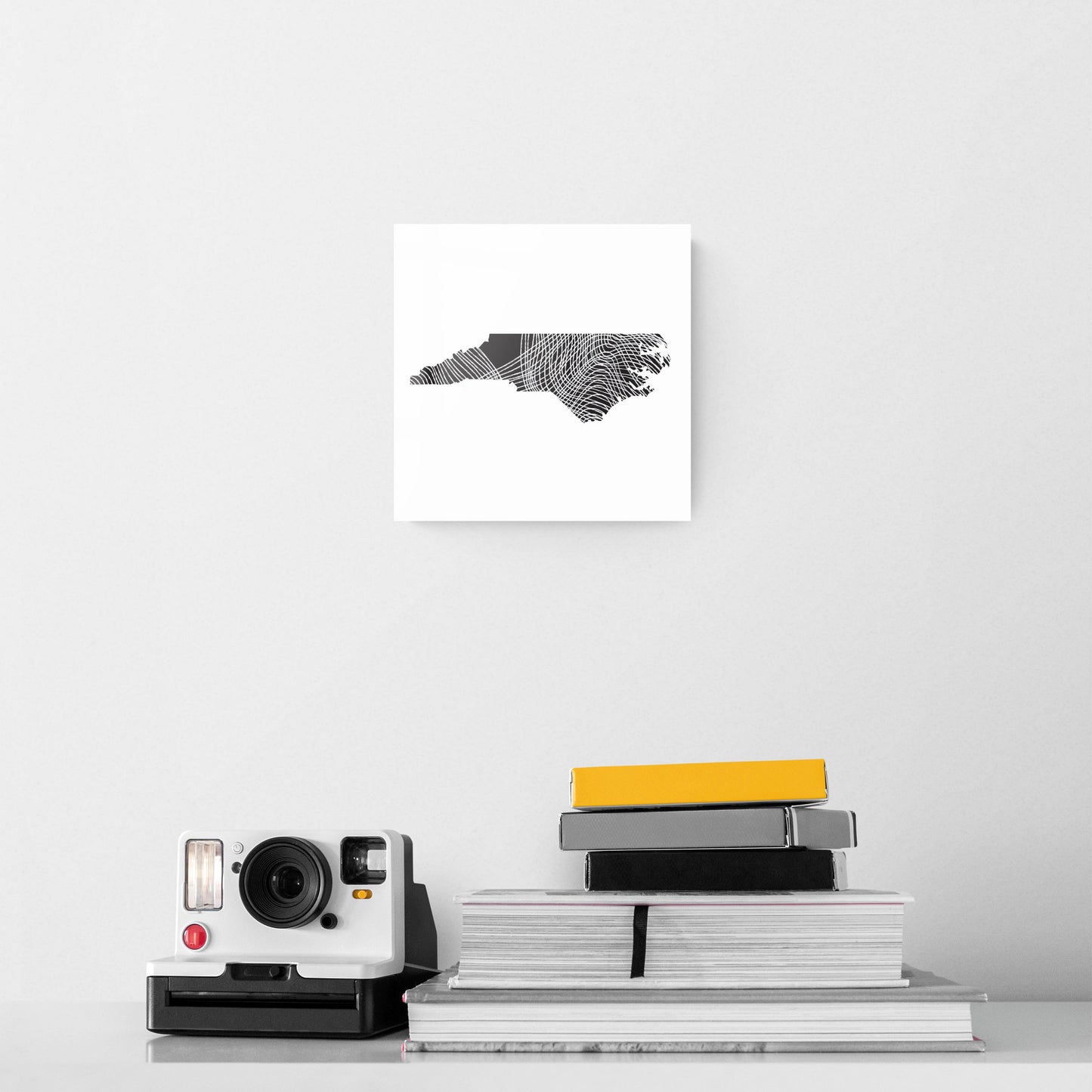 Minimalistic B&W North Carolina State Black With Fluid Lines | Hi-Def Glass Art | Eaches | Min 2