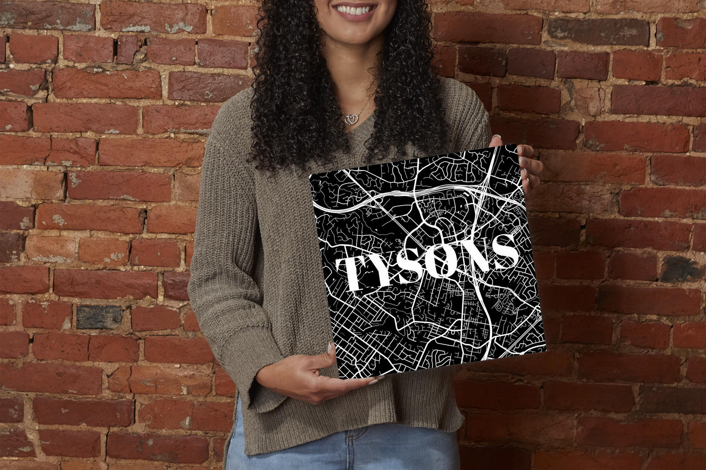 Minimalistic B&W Virginia Tysons Map | Wood Sign | Eaches | Min 2