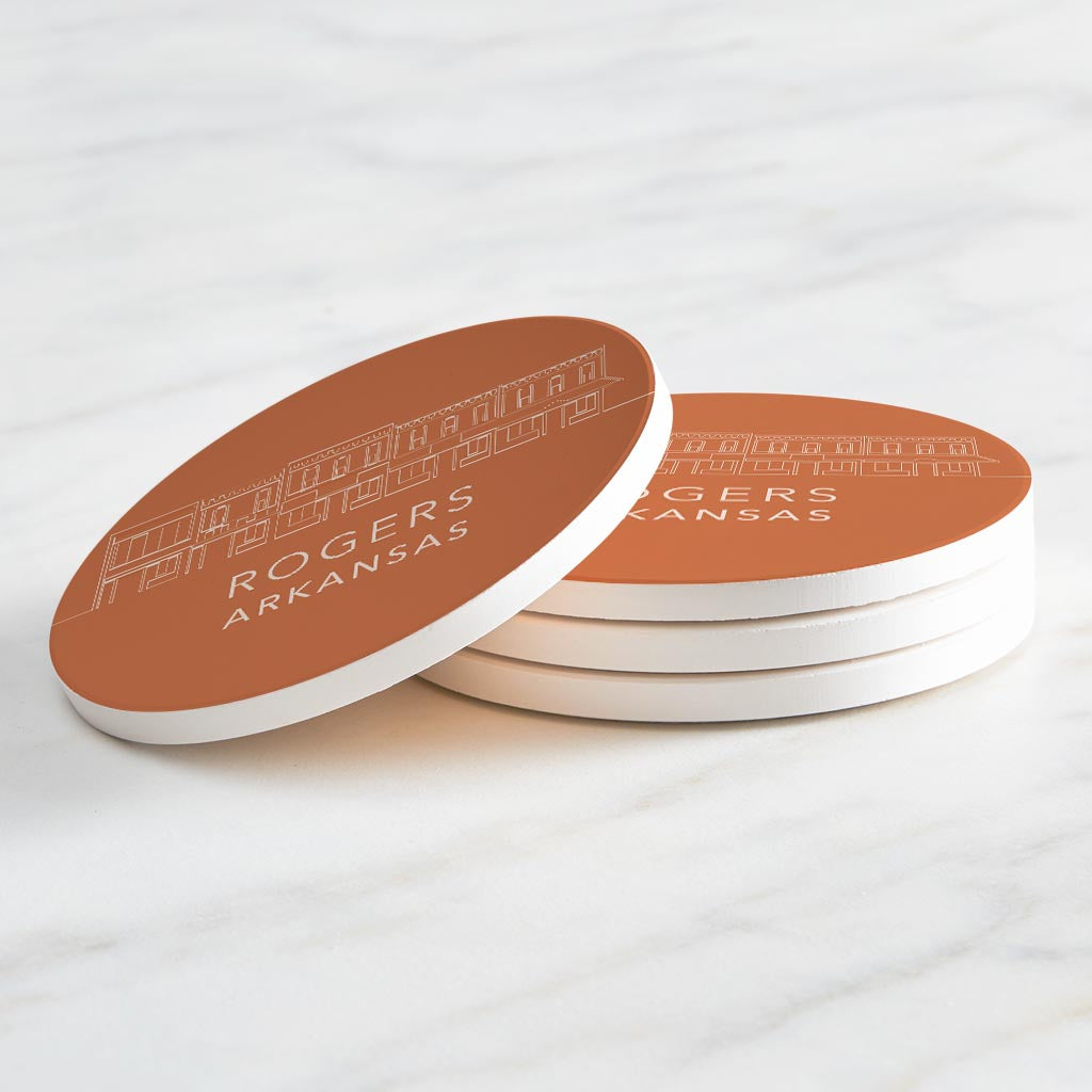 Modern Minimalist Arkansas Rogers Skyline State | Absorbent Coasters | Set of 4 | Min 2