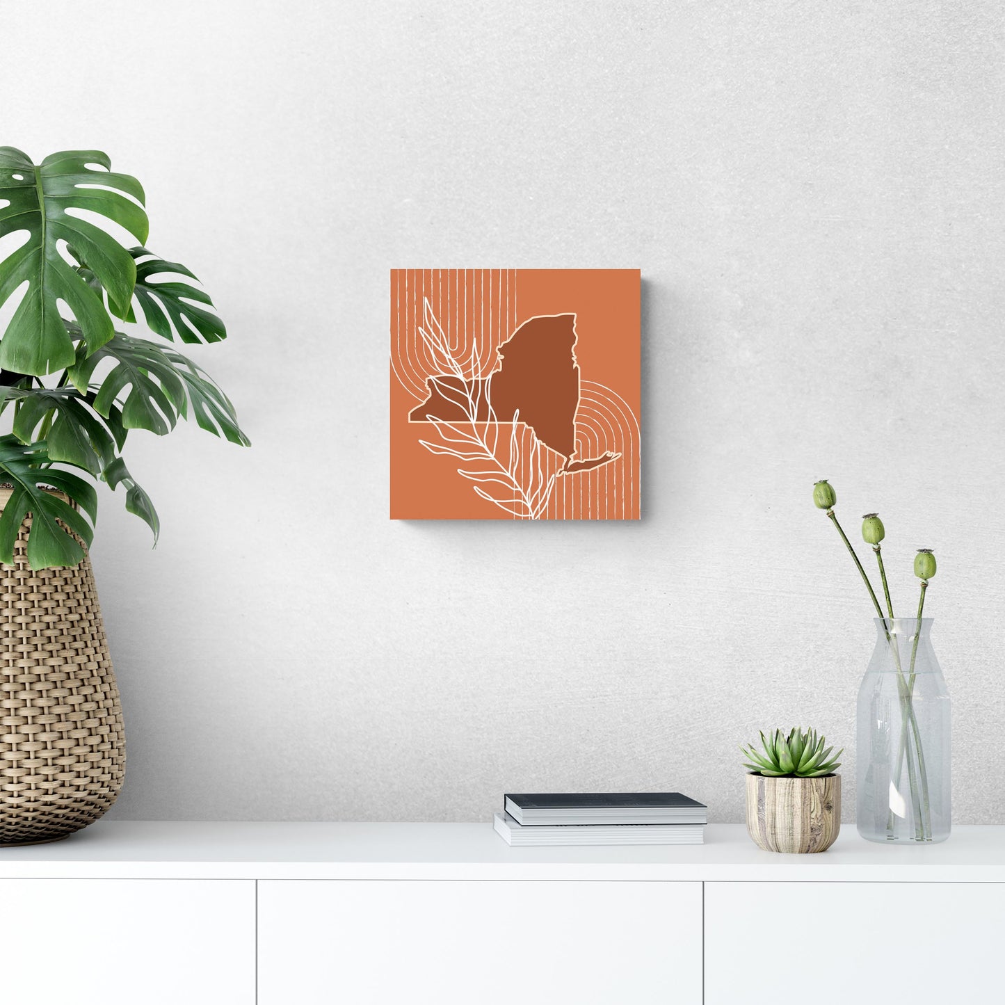 Modern Minimalist New York Shape And Leaf | Wood Sign | Eaches | Min 2