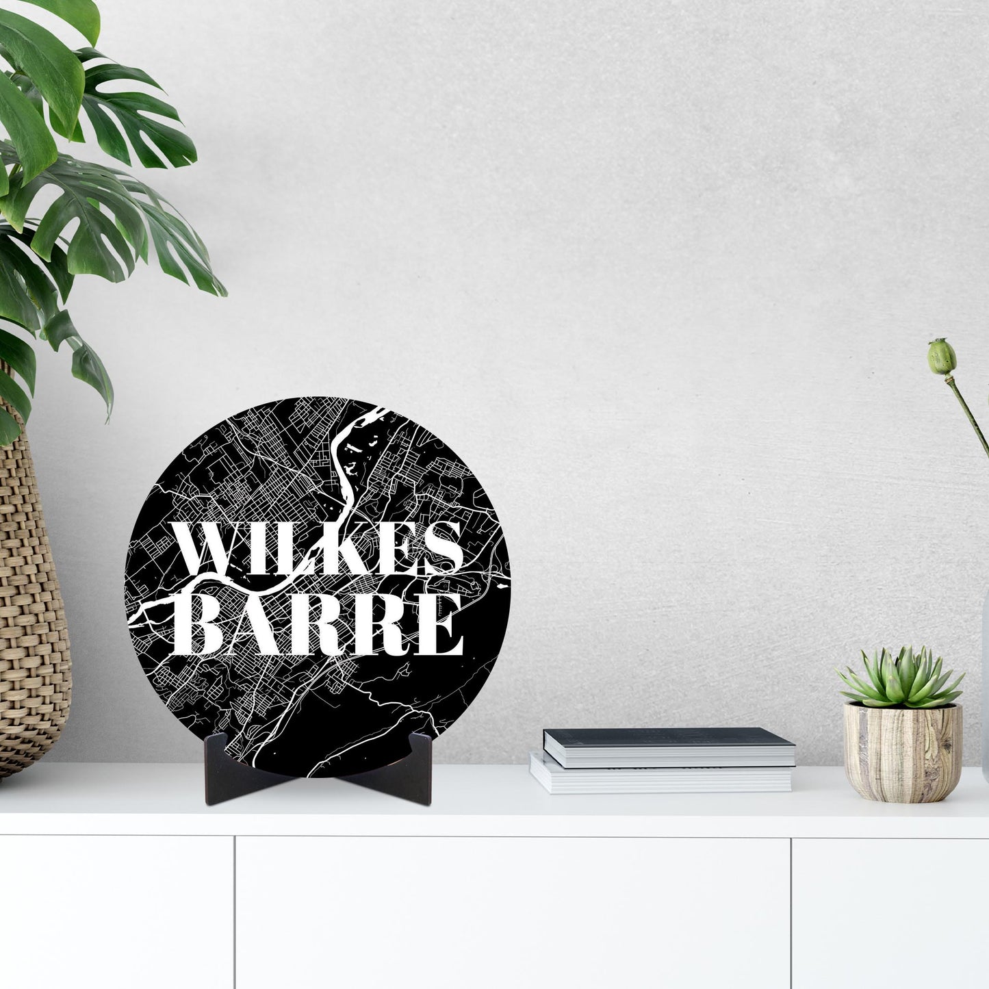 Minimalistic B&W Pennsylvania Wilkes Barre Map | Wood Sign | Eaches | Min 1