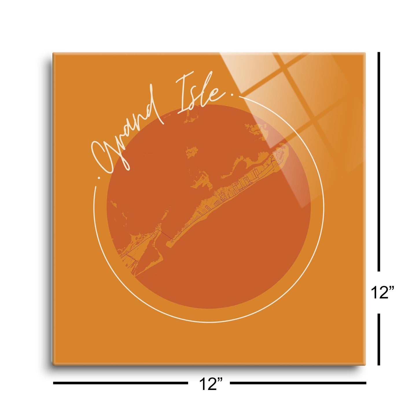 Louisiana Colorful Grand Isle Circle Map | Hi-Def Glass Art | Eaches | Min 1