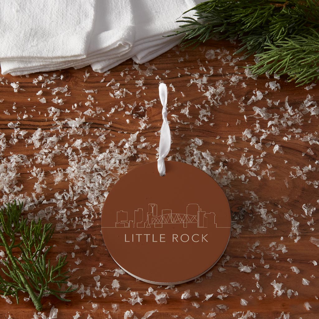 Modern Minimalist Arkansas Little Rock Skyline| Wood Ornament | Eaches | Min 6