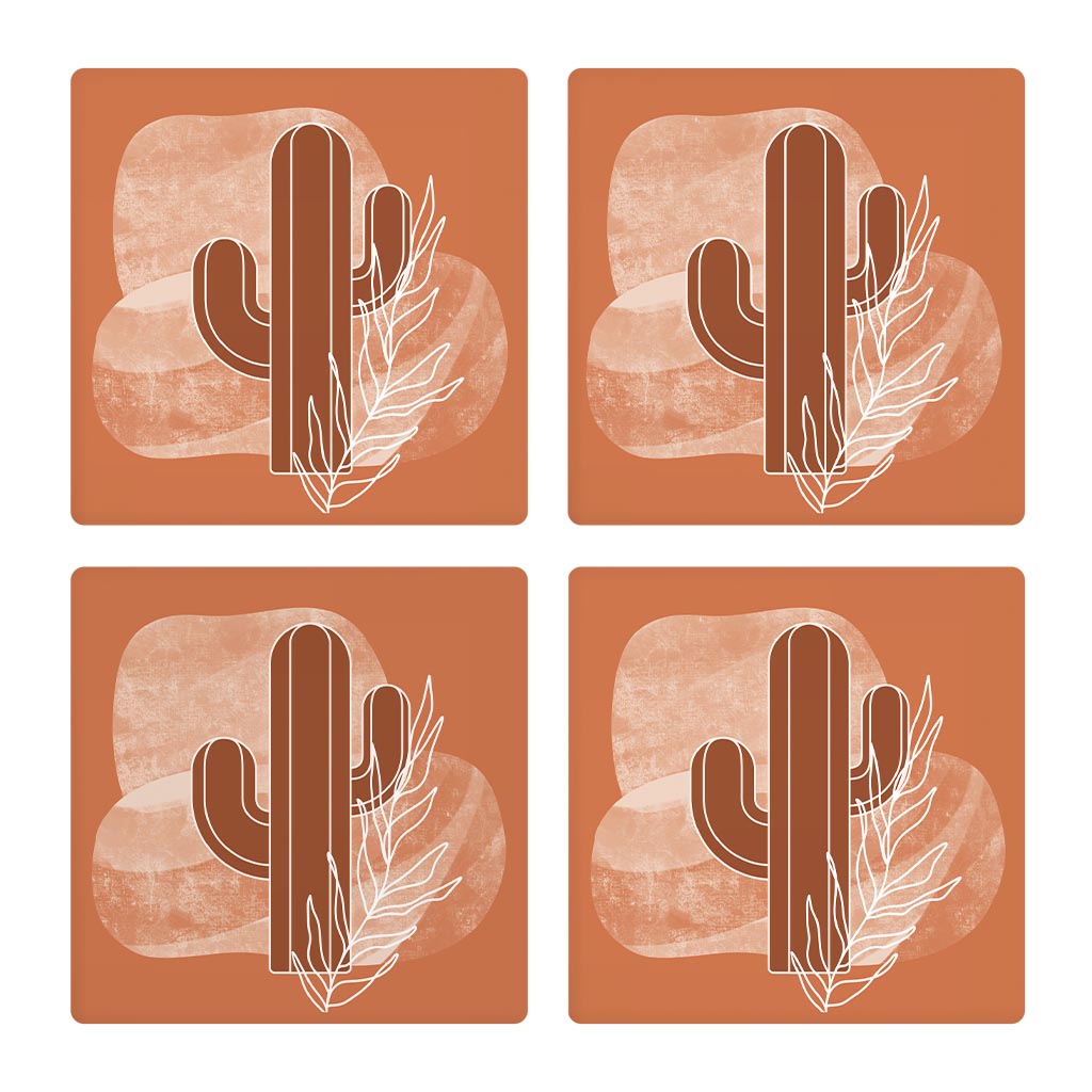 Modern Minimalist Texas Cactus | Absorbent Coasters | Set of 4 | Min 2