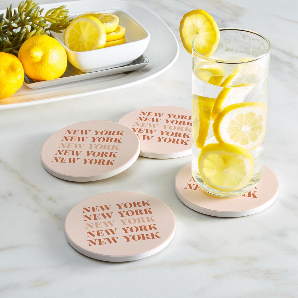 Modern Minimalist New York Repeated Light | Absorbent Coasters | Set of 4 | Min 2