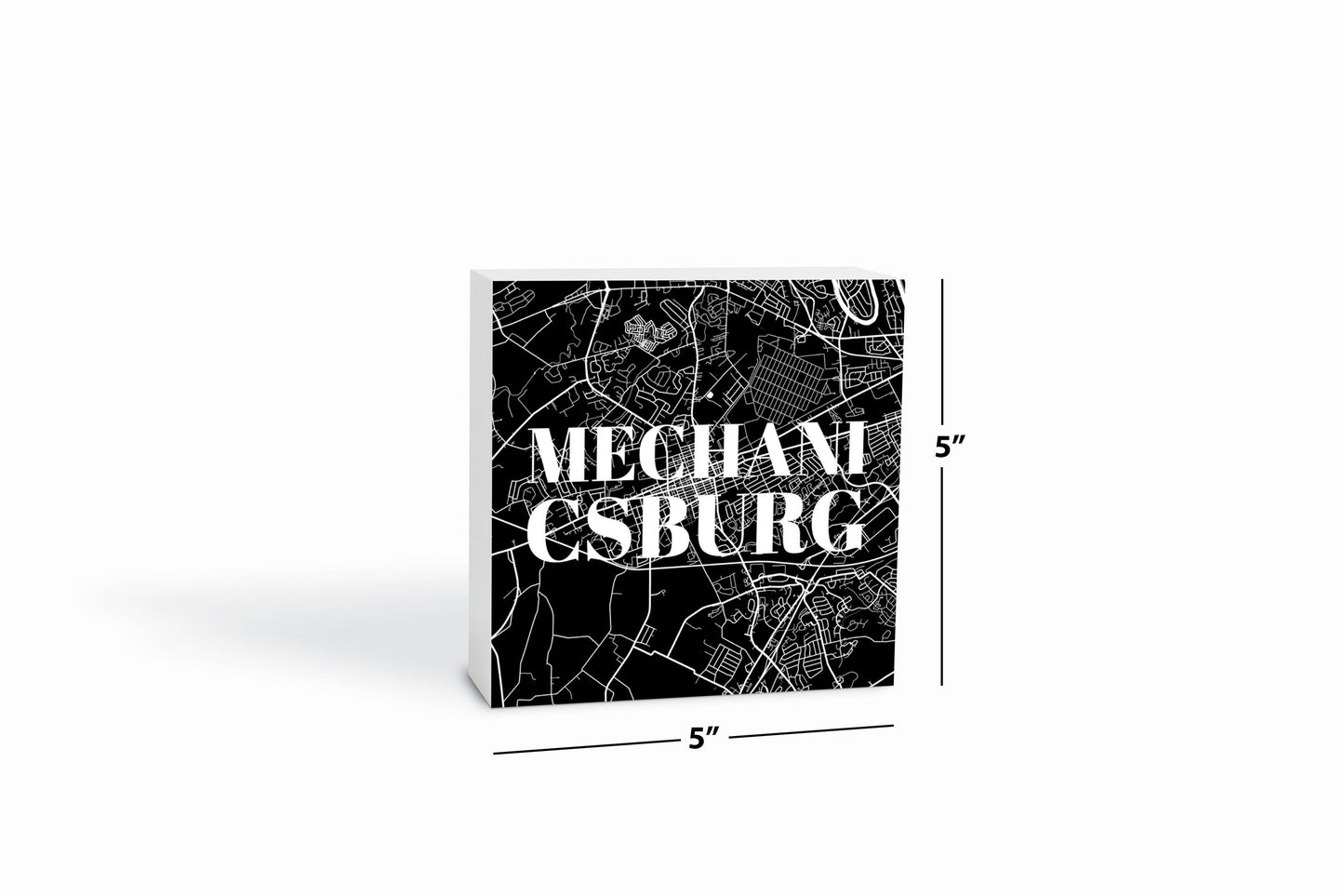 Minimalistic B&W Pennsylvania Mechanicsburg Map | Wood Block | Eaches | Min 4