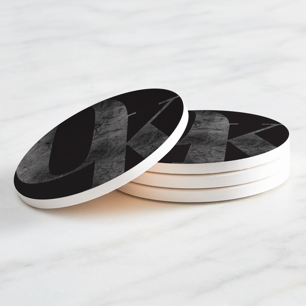 Modern Black Oklahoma Initials | Absorbent Coasters | Set of 4 | Min 2