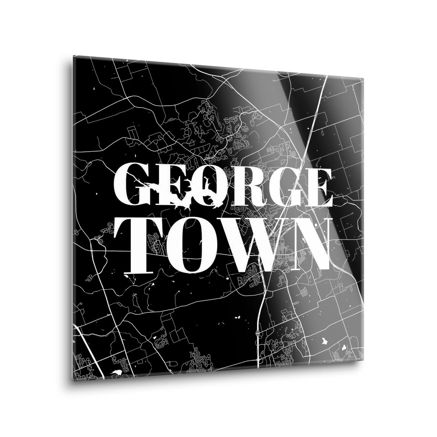 Minimalistic B&W Texas Georgetown Map | Hi-Def Glass Art | Eaches | Min 2
