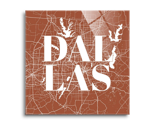 Modern Minimalist Dallas Texas Map | Hi-Def Glass Art | Eaches | Min 2