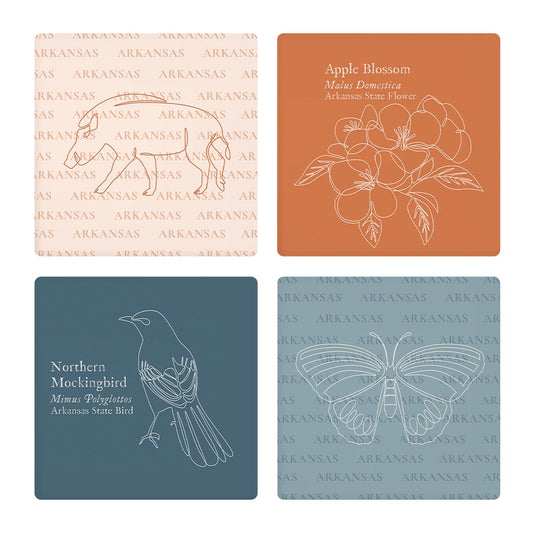 Modern Minimalist Arkansas Animal Line Drawings | Absorbent Coasters | Set of 4 | Min 2