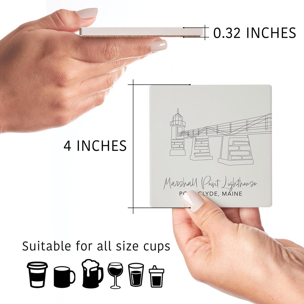 Marshall Point Lighthouse Muted Coastal | Absorbent Coasters | Set of 4 | Min 2