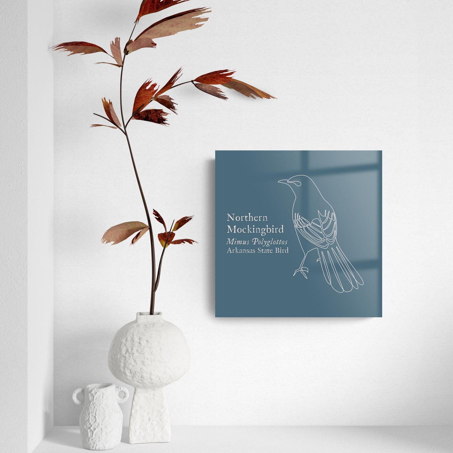 Modern Minimalist Arkansas Mockingbird | Hi-Def Glass Art | Eaches | Min 2