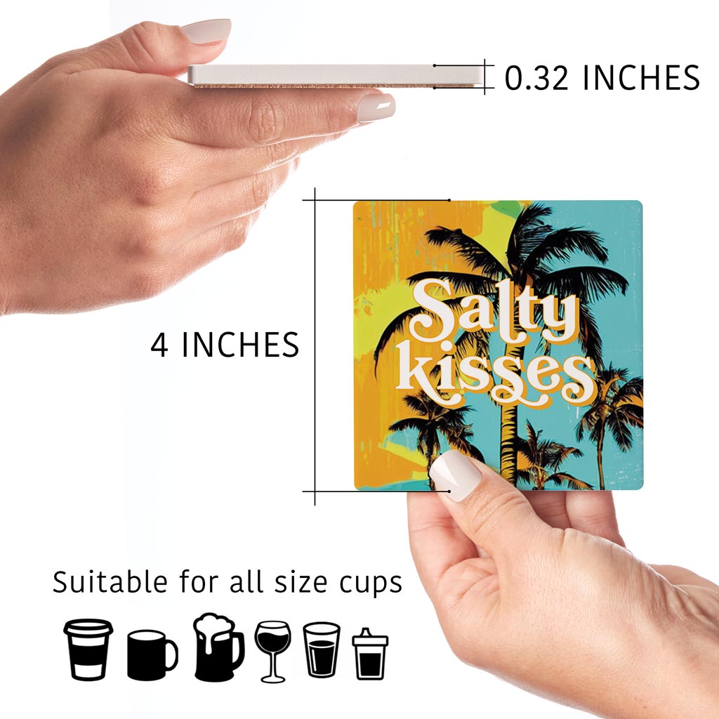 Salty Kisses Palm Trees | Absorbent Coasters | Set of 4 | Min 2