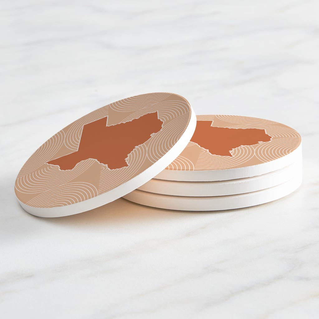 Modern Minimalist Texas State Shape With Pattern | Absorbent Coasters | Set of 4 | Min 2