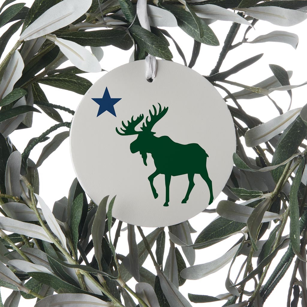 New England Star And Moose | Wood Ornament | Eaches | Min 6