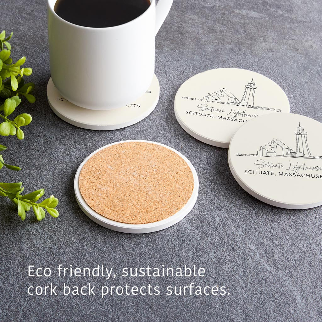 Scituate Lighthouse | Absorbent Coasters | Set of 4 | Min 2