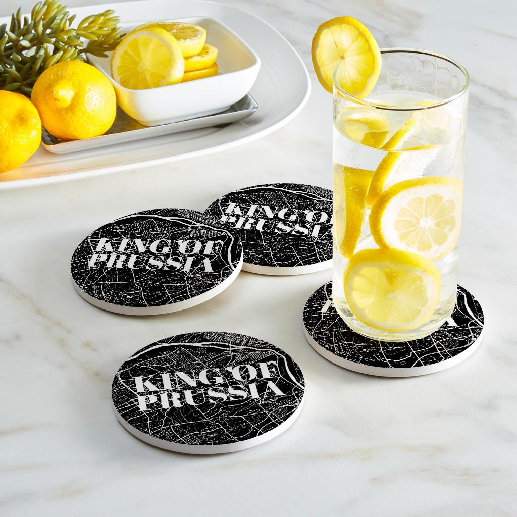 Minimalistic B&W Pennsylvania King Of Prussia Map | Absorbent Coasters | Set of 4 | Min 2