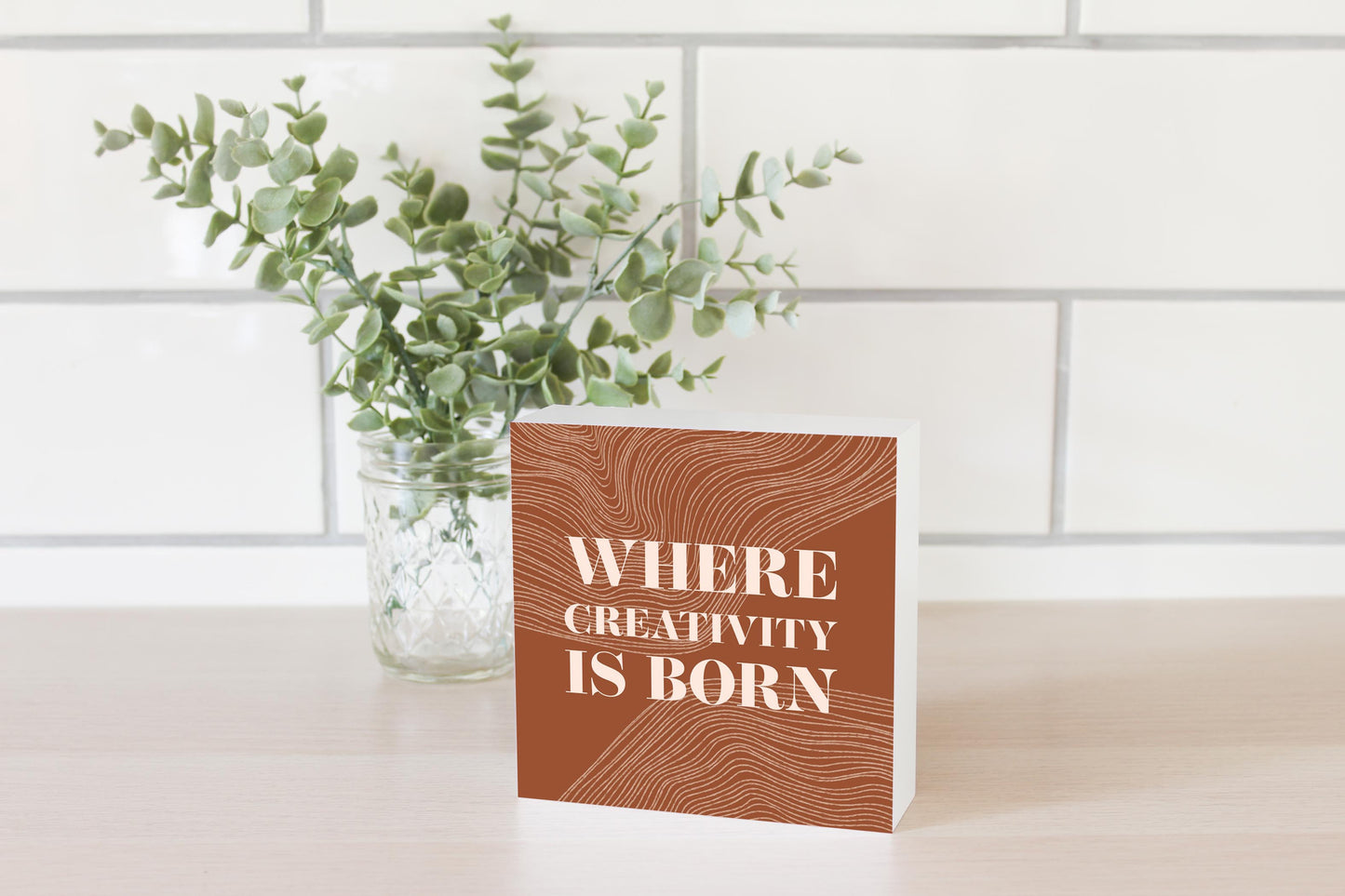 Modern Minimalist New York Creativity Is Born | Wood Block | Eaches | Min 4