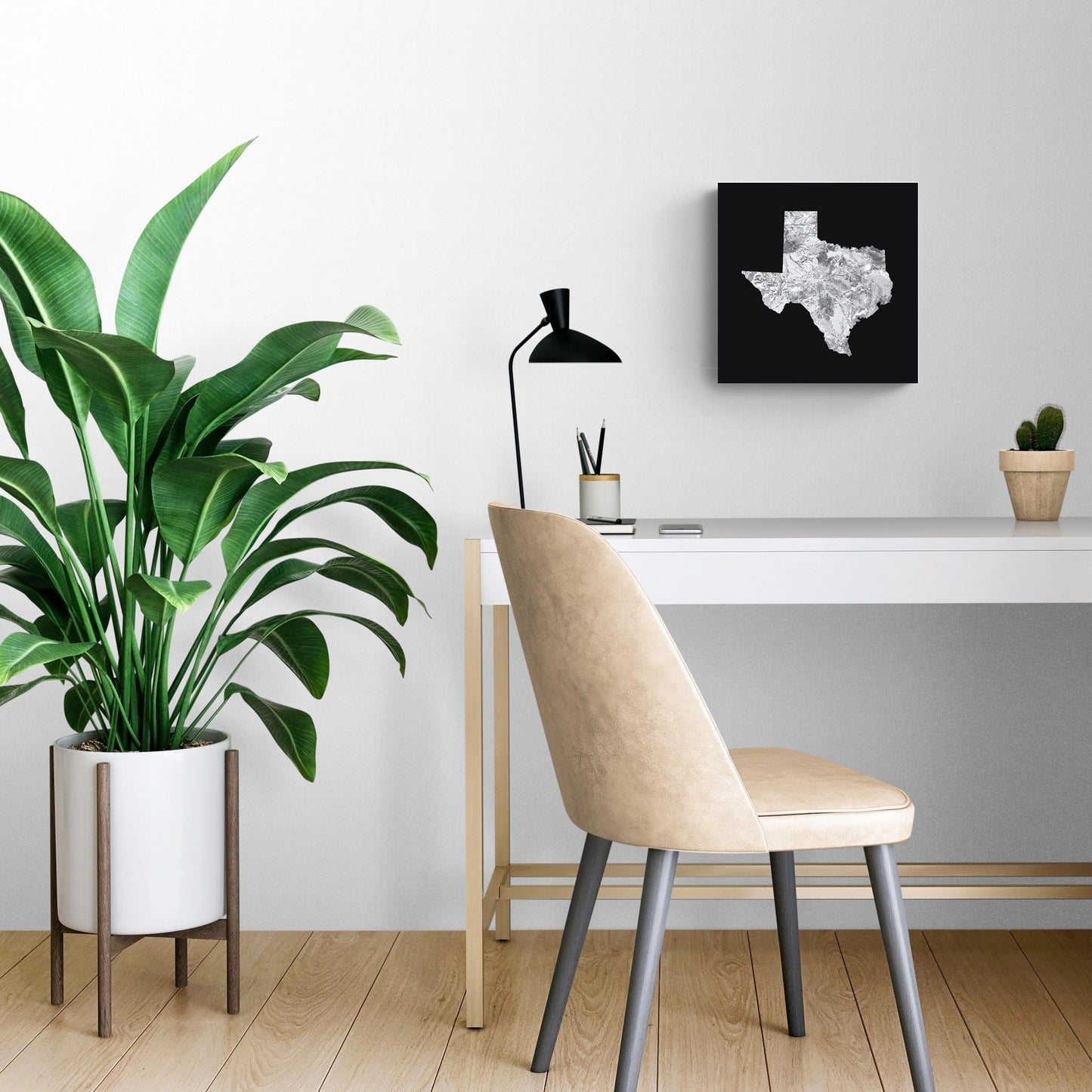 Minimalistic B&W Texas Metal State Shape | Wood Sign | Eaches | Min 2