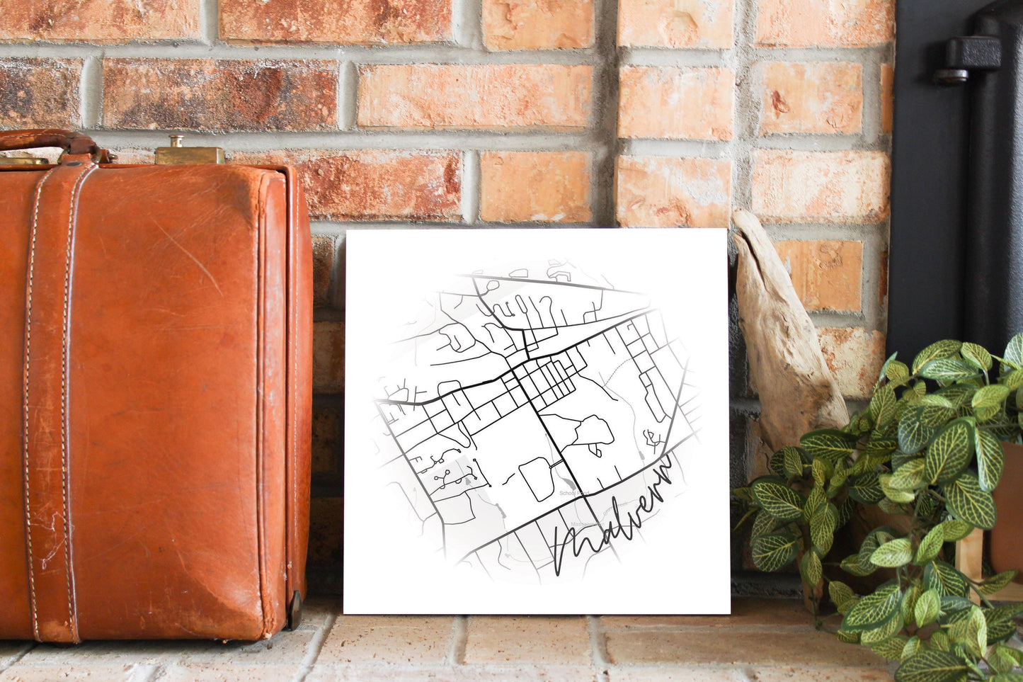 Minimalistic B&W Pennsylvania Malvern Circle Map | Wood Sign | Eaches | Min 2
