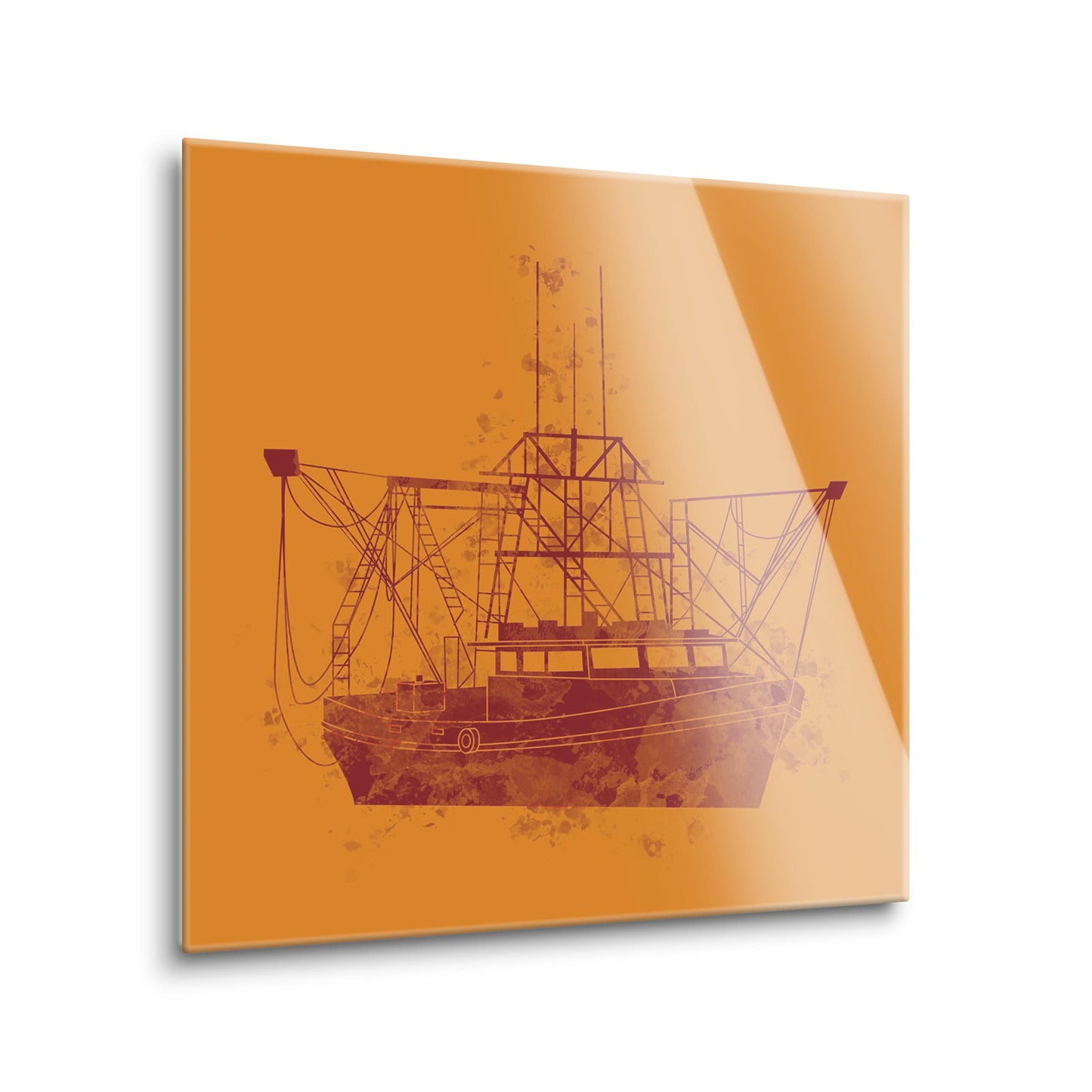 Louisiana Colorful Water Color Shrimp Boat | Hi-Def Glass Art | Eaches | Min 2