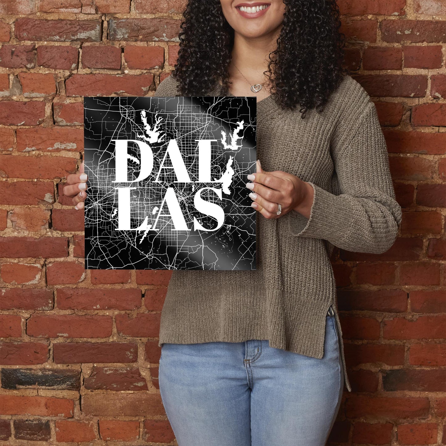 Modern Black Dallas Map | Hi-Def Glass Art | Eaches | Min 1