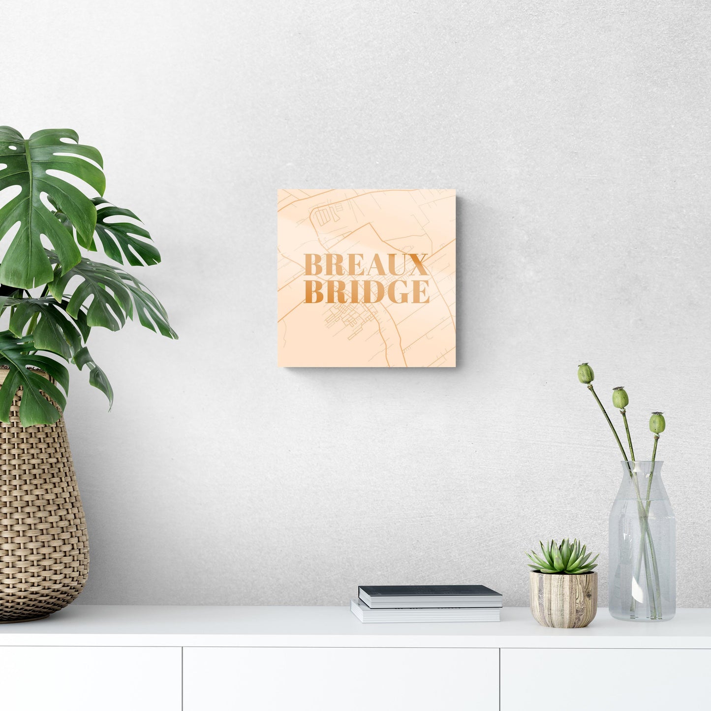 Modern Minimalist Louisiana Breaux Bridge Map | Hi-Def Glass Art | Eaches | Min 1