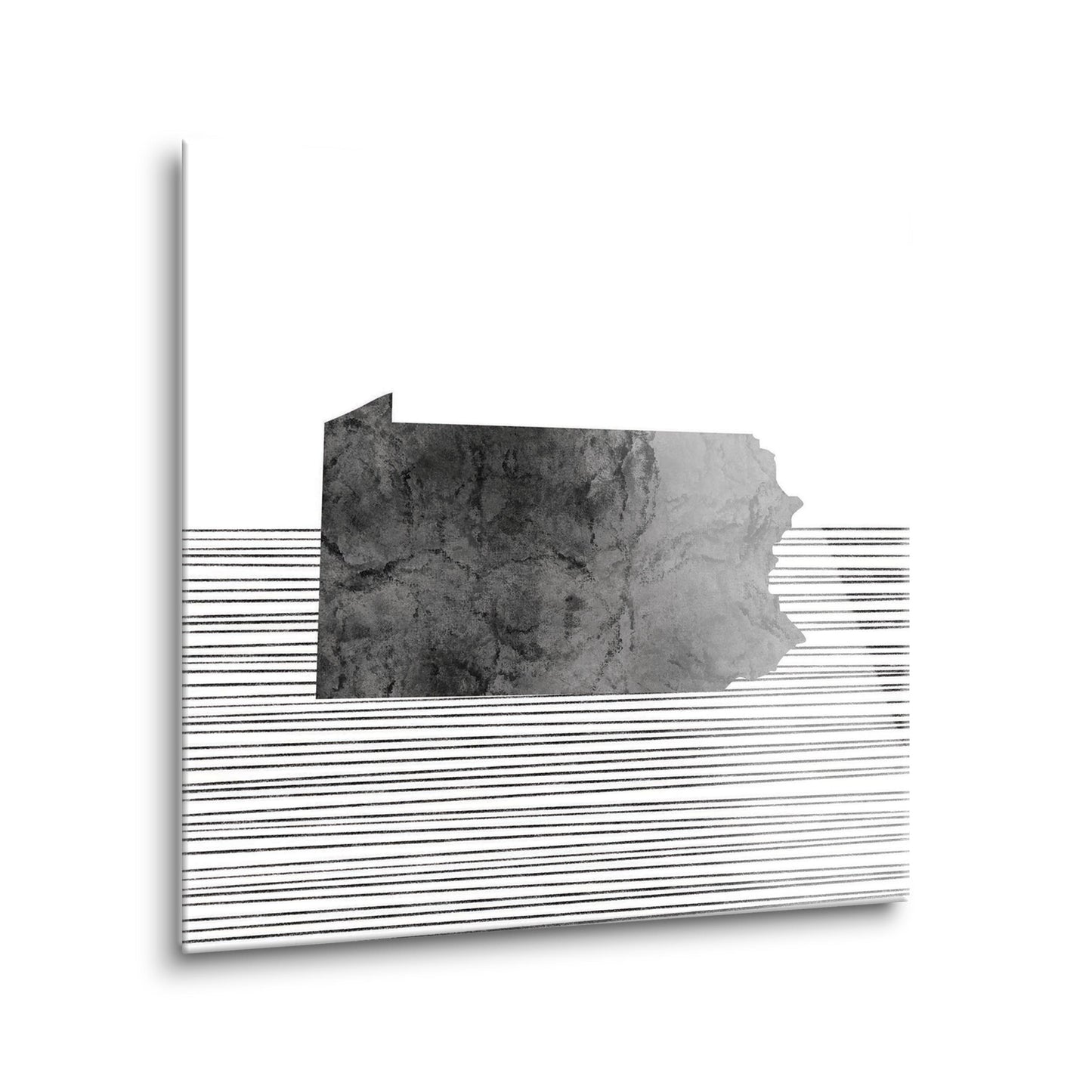 Minimalistic B&W Pennsylvania Shape Straight Lines | Hi-Def Glass Art | Eaches | Min 2