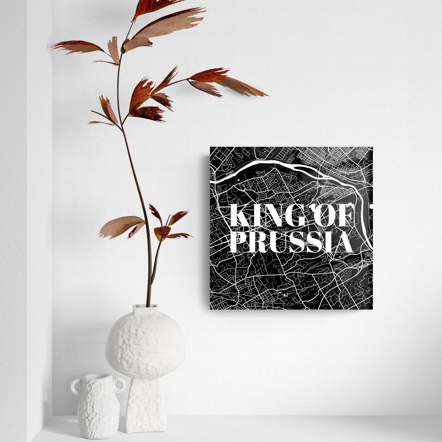 Minimalistic B&W Pennsylvania King Of Prussia Map | Hi-Def Glass Art | Eaches | Min 2