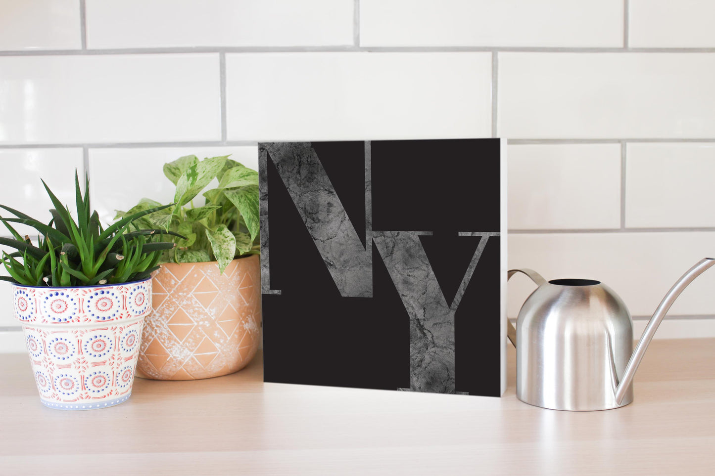 Minimalistic B&W New York Black Initials | Wood Block | Eaches | Min 2