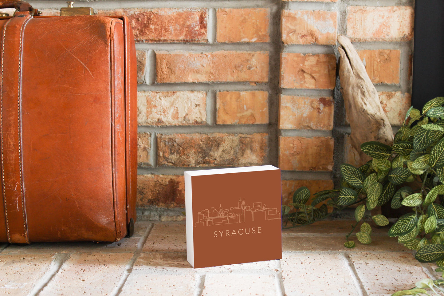 Modern Minimalist New York Syracuse Skyline | Wood Block | Eaches | Min 4