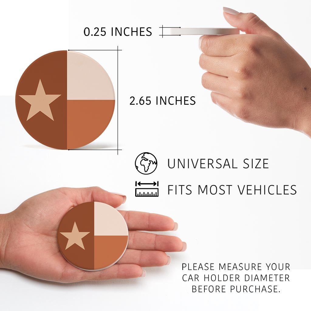 Modern Minimalist Texas State Flag | Absorbent Car Coasters | Set of 2 | Min 4