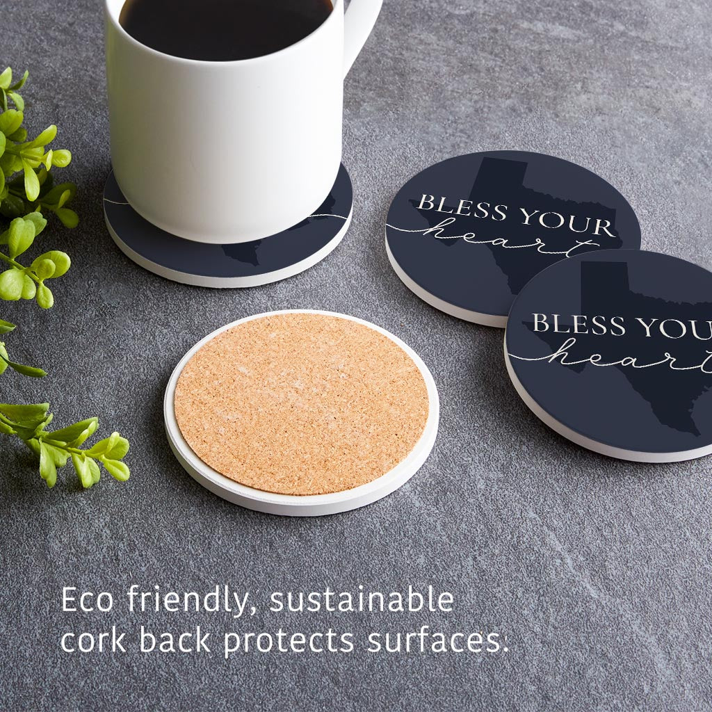 Modern Minimalist Texas Bless Your Heart | Absorbent Coasters | Set of 4 | Min 2