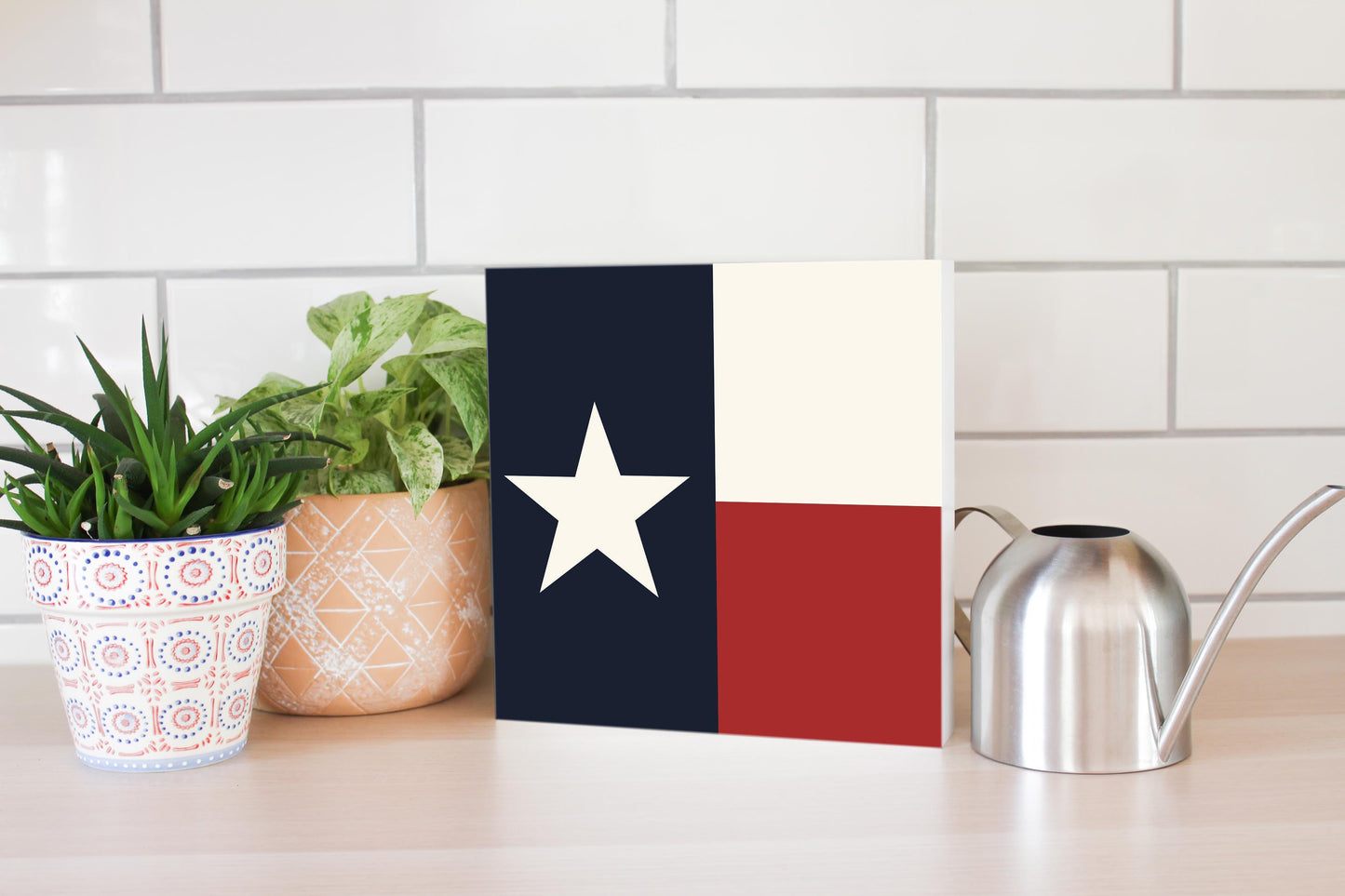 Modern Minimalist Texas Colors Flag | Wood Block | Eaches | Min 2
