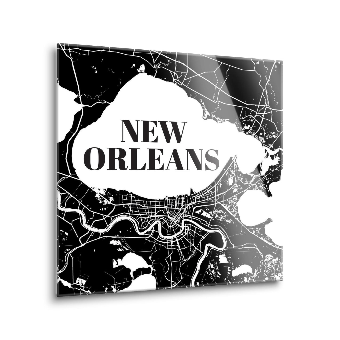 Modern Louisiana New Orleans Map | Hi-Def Glass Art | Eaches | Min 1