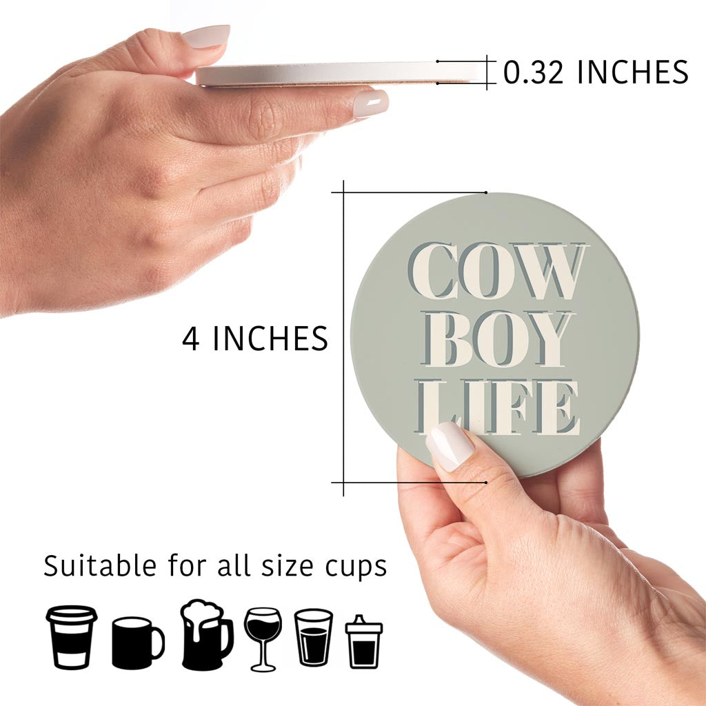 Modern Minimalist Oklahoma Cowboy Life | Absorbent Coasters | Set of 4 | Min 2
