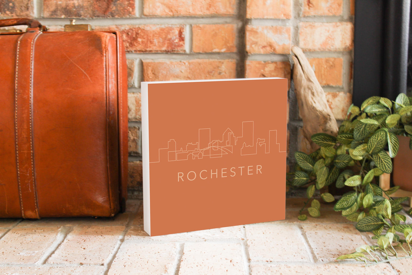 Modern Minimalistic New York Rochester Skyline | Wood Block | Eaches | Min 2