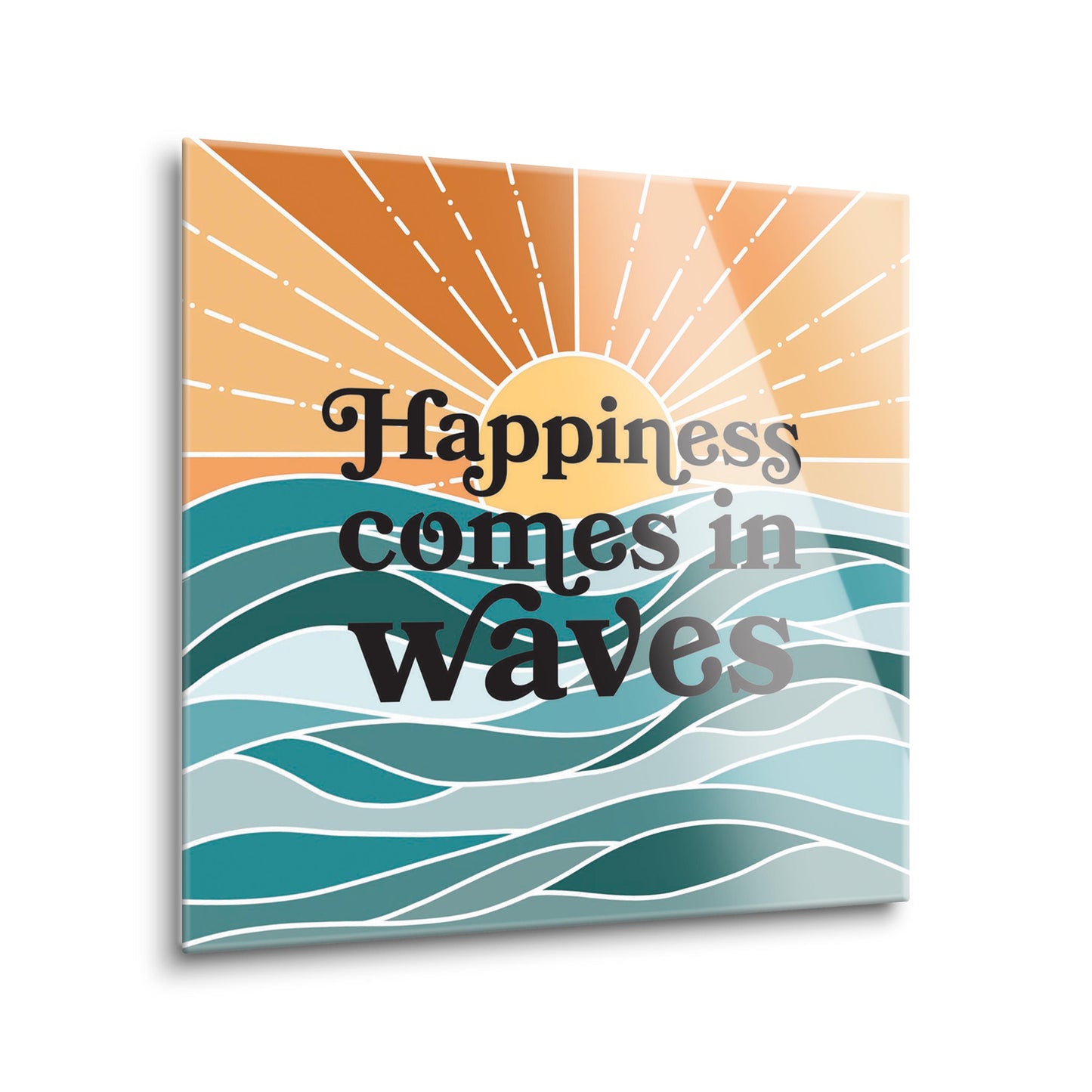 Happiness Comes In Waves | Hi-Def Glass Art | Eaches | Min 2