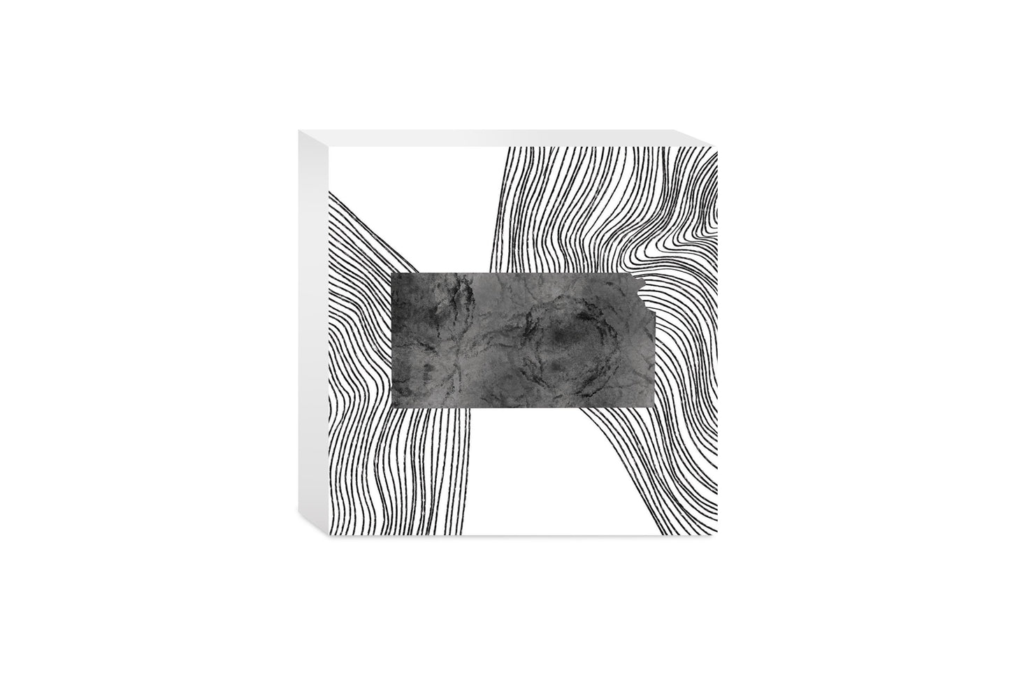 Minimalist B&W Kansas State With Fluid Lines | Wood Block | Eaches | Min 4