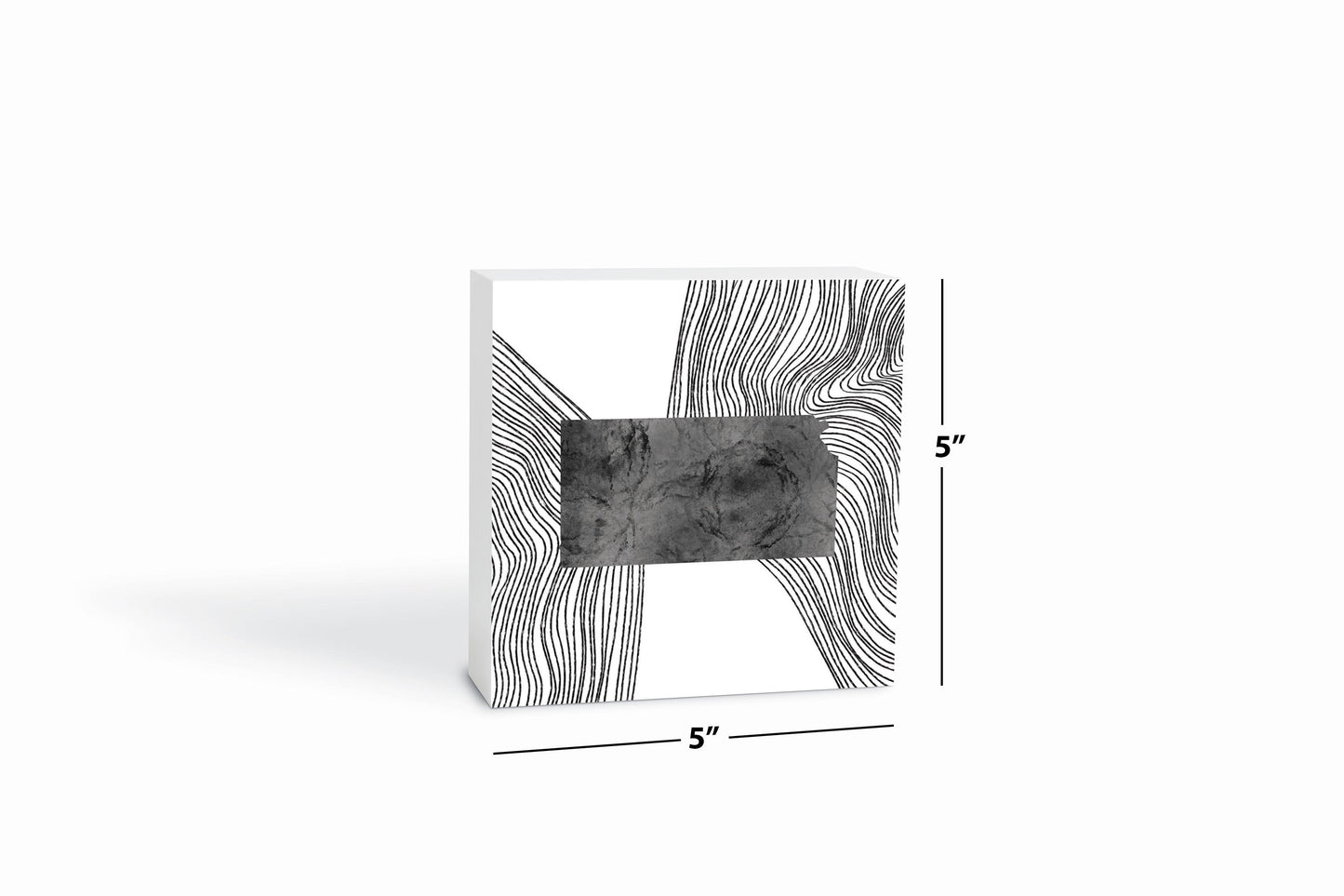 Minimalist B&W Kansas State With Fluid Lines | Wood Block | Eaches | Min 4