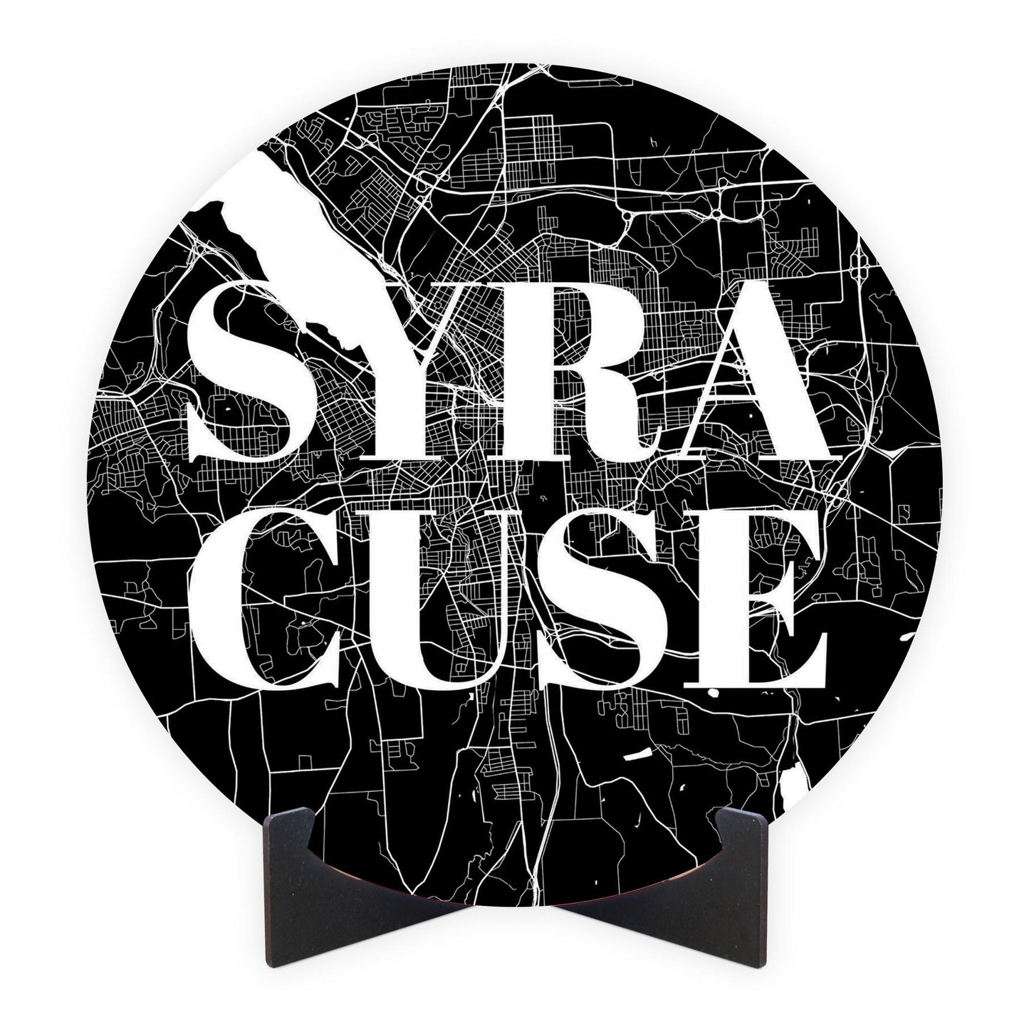 Minimalistic B&W New York Syracuse Map | Wood Sign | Eaches | Min 1