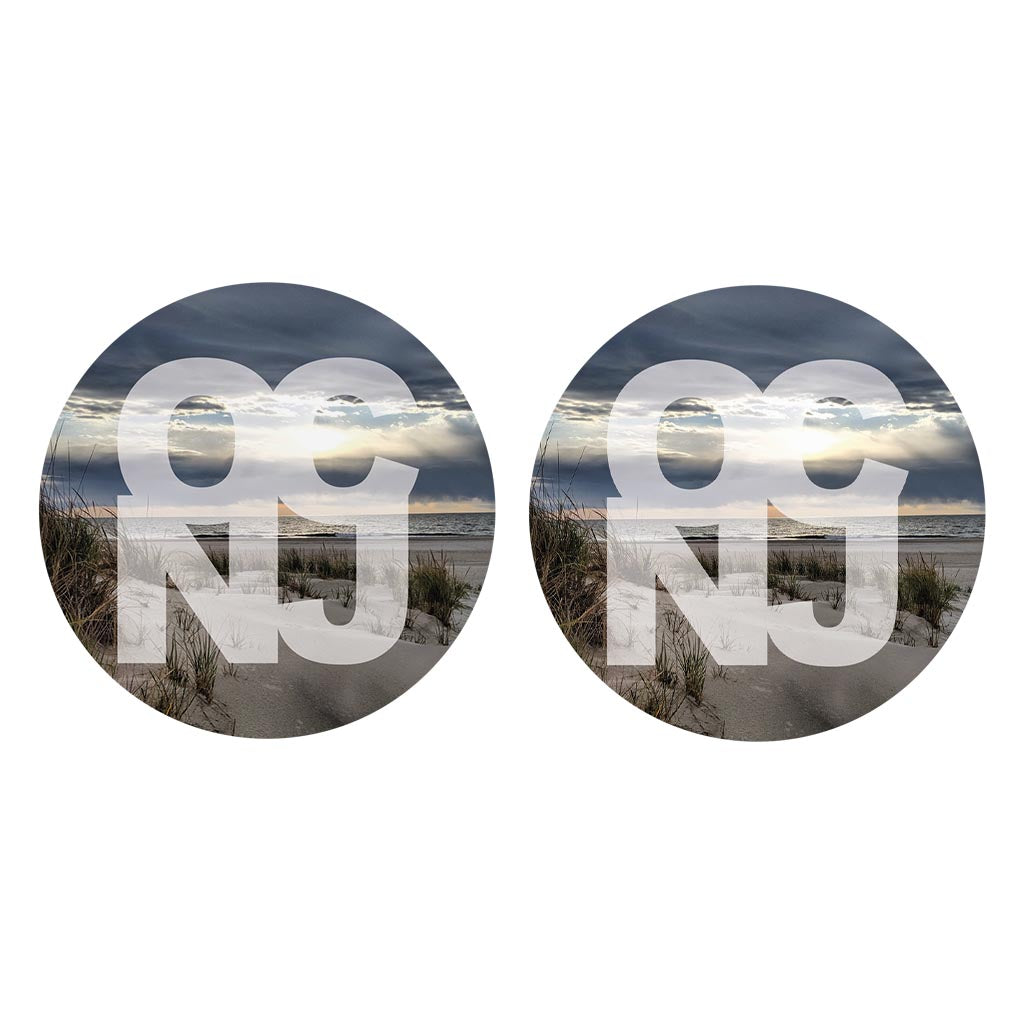 OCNJ Photo With Text | Absorbent Car Coasters | Set of 2 | Min 4